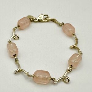 Tiffany & Co Silver & Pink Rose Quartz Twist Bracelet